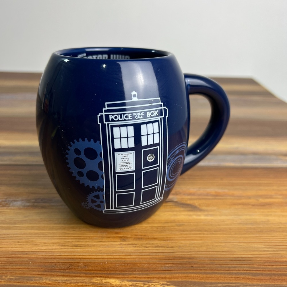 BBC Doctor Who TARDIS Oval Ceramic Mug Police Box Collectors Navy